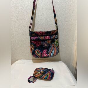 Vera Bradley Twilight Paisley cossbody Bag Shoulder Bag & matching coin purse